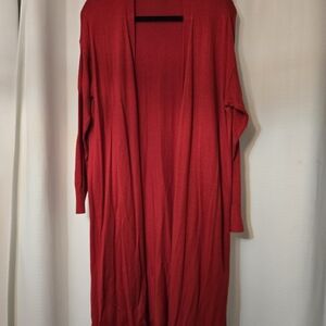 Ann Taylor Red Open-Front Sweater